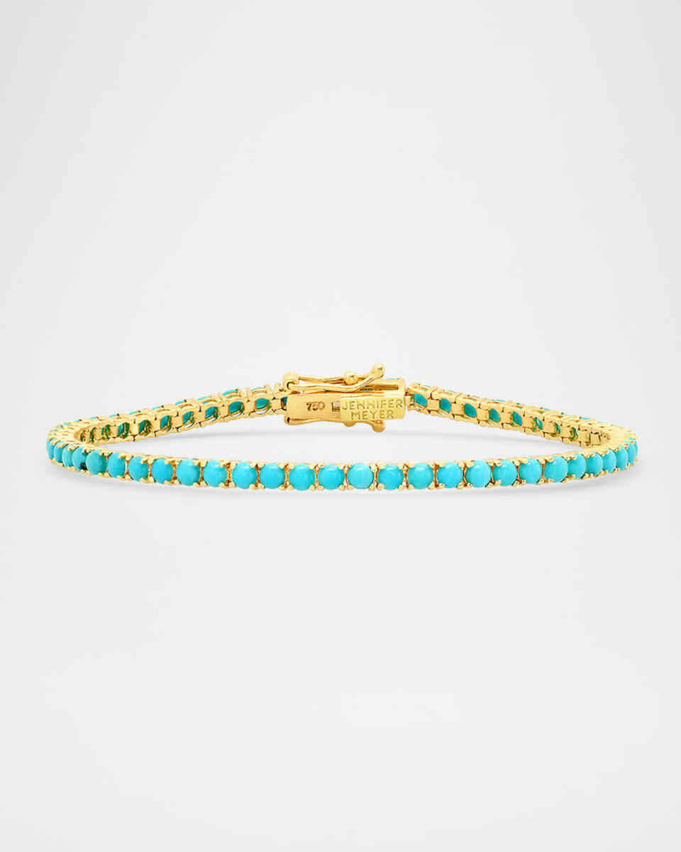 18K Yellow Gold Large 4-Turquoise Tennis Bracelet